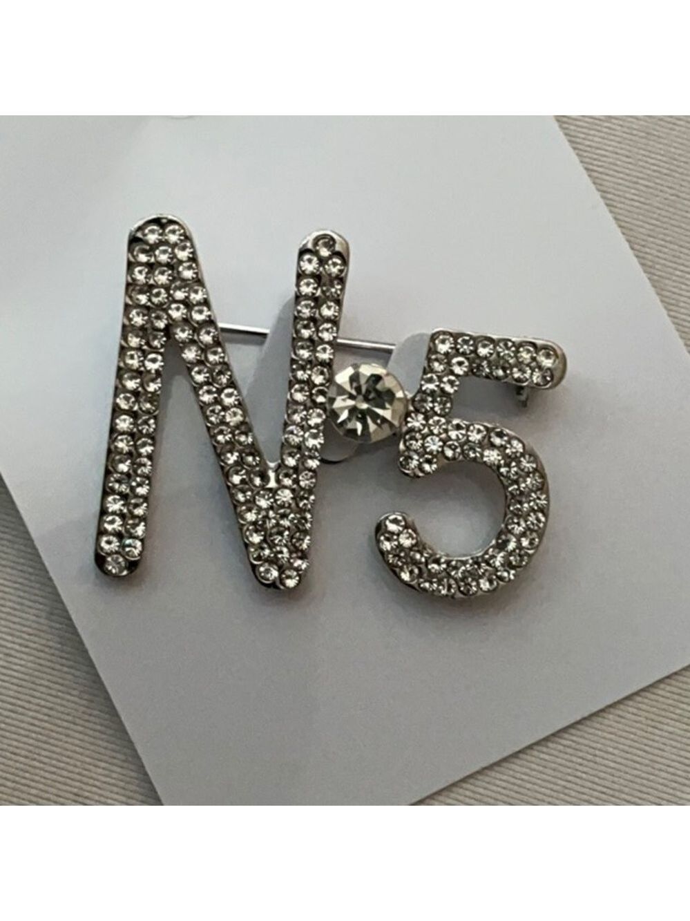 Silver Alloy Rhinestone Brooch